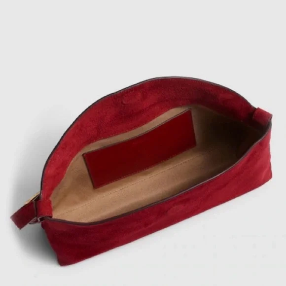 MADEWELL The Date Night Shoulder Bag, Red Suede Gold Hardware Like New with Tags - Picture 16 of 16